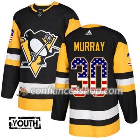 Adidas Maillot de Hockey Pittsburgh Penguins Matt Murray 30 2017-2018 Noir USA Flag Fashion Authentic - Enfant